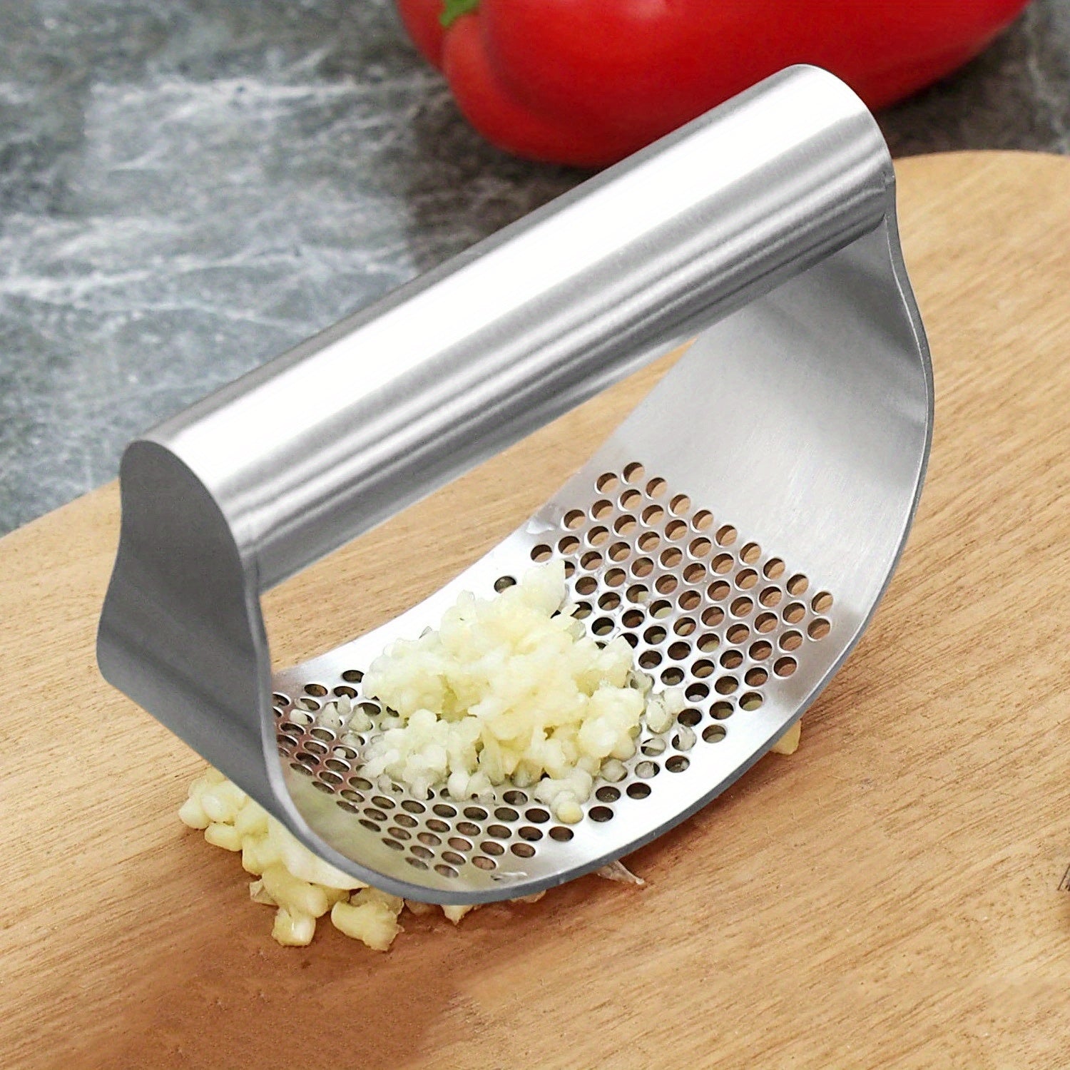 1pc, Garlic Press, Stainless Steel Garlic Press, Rocker Metal Garlic Mincer, Washable Garlic Crusher, Kitchen Garlic Chopper, Garlic Masher,