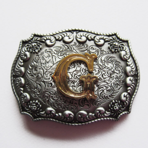 Western Men‘s Zinc alloy Leather Belt Buckle Cowboy Letter G shape Pattern US Local Shipping