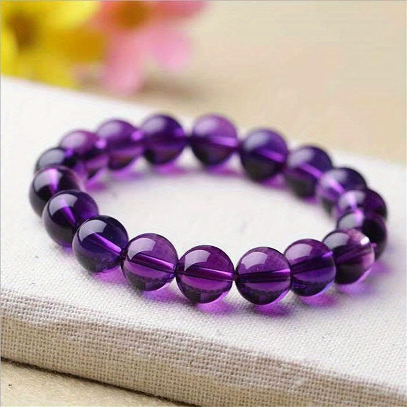 1pc Jewelry Purple Glass Bracelet, Unisex, Size 8mm/0.31in