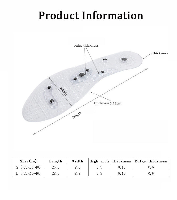 1pair/2pcs Acupressure Magnetic Massage Insoles Men Women Silicone Insole Foot Massager Shoe Pad Foot Inserts