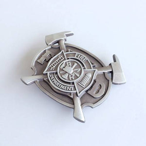 Western Men‘s Zinc alloy Leather Belt Buckle Firefighter FD Cross shape Pattern US Local Shipping