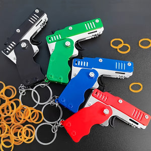 Metal Six Hairpin Rubber Band Gun, For Shooting Game Key Chain Ring