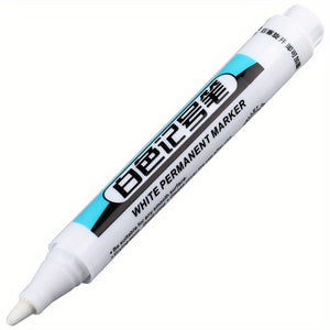 1pc Acrylic White Permanent Paint Pen White Marker Pen Oily Thin Head Express Waterproof And Non-fading