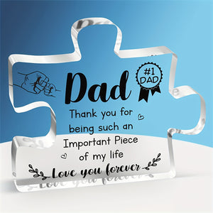 1pc Acrylic Puzzle Plaque, Gifts For Dad - Acrylic Block Puzzle Plaque Decorations - Delicate Dad Gifts From Daughter Son - Christmas Thanksgiving Birthday Gifts For Dad, Home Living Room Office Cafe Decor