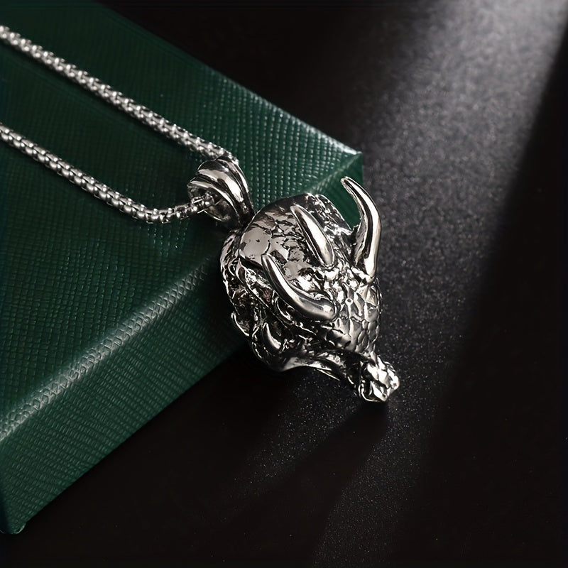 Men Fashion Vintage Dragon Head Pendant Necklace Hip Hop Rock Guard Party Amulet Jewelry Gift