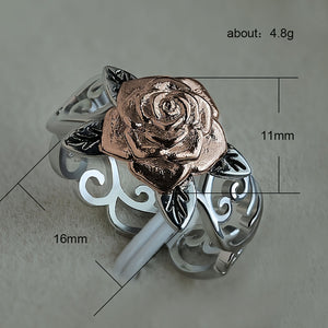 1pc New Double Color Rose Ring Men's Flower Engagement Wedding Jewelry