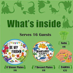 Color Dinosaur Plates Disposable Paper Plate Party Supplies Tableware 68PCS Set US Local Shipping