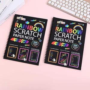 12-Sheet Rainbow Scratch-Off Notebook Set - Color Drawing Paper Kit For Kids Birthday Games, Party Favors, Christmas & Easter Activities - P