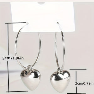 New Heart-shaped Earrings, Large Round Hoop Earrings With Three-dimensional Heart Shape