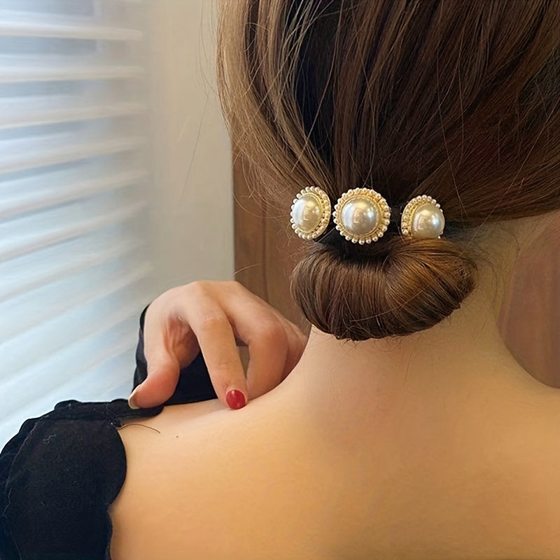 Women's Faux Pearl Hair Pin Device Insert Head Pin Female Braid Hair Back Head Hair Clip Y2K