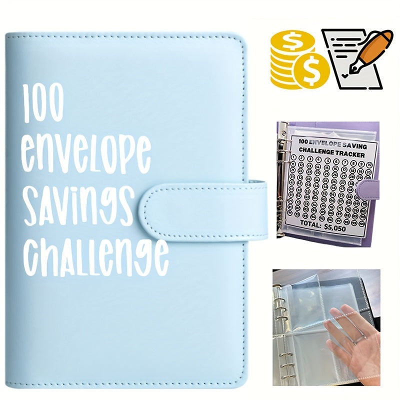 Achieve Your Financial Goals: Fun $5,050 Envelope Challenge Savings Binder with 26-Page Cash Tracker