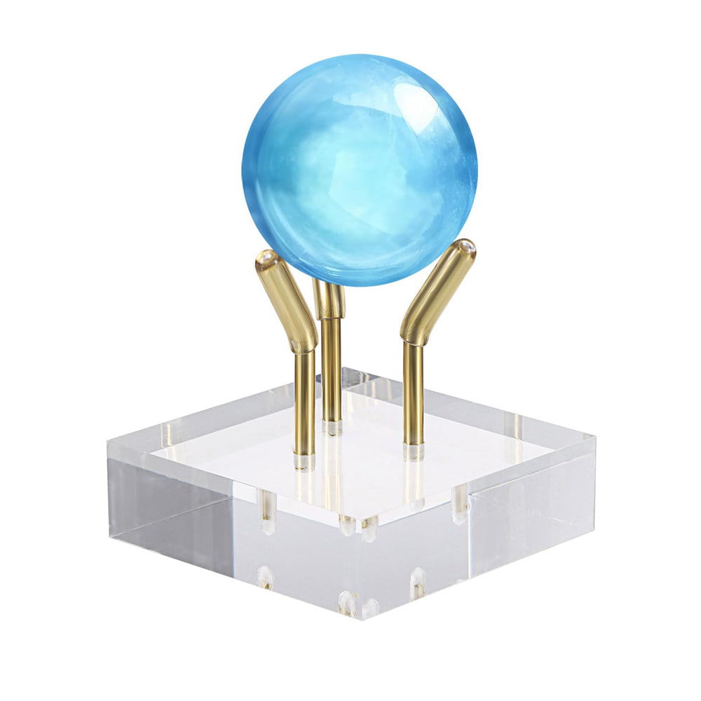 Gold Metal Arm Display Stand Easel with Acrylic Base Decorative Display Pedestal for Sphere Crystal Ball Eggs Mineral Geodes Rock Fossils Seashell