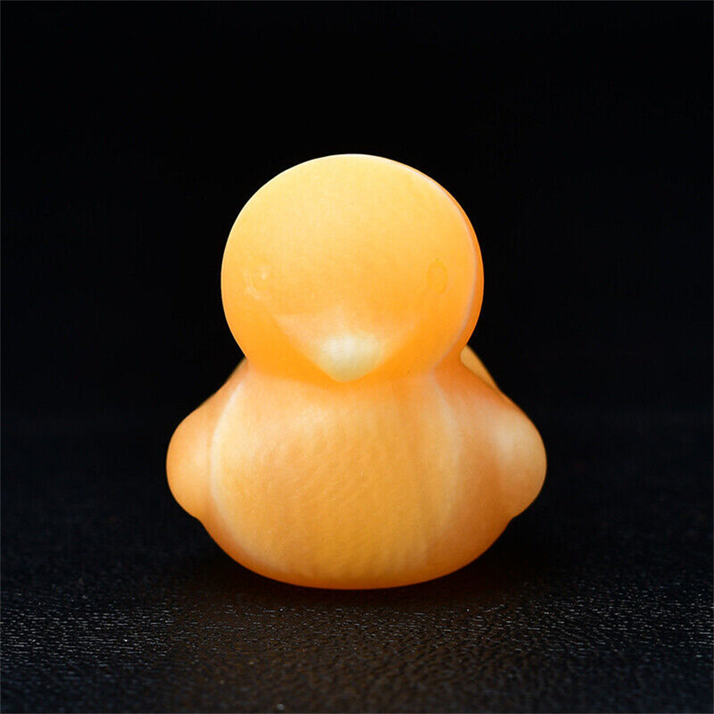 Geode Stone Yellow Duck Crystal Figurine Reiki Healing Meditation