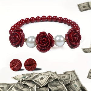 Natural Cinnabar Rose Bracelet Stretch Bracelet Ethnic Bracelet