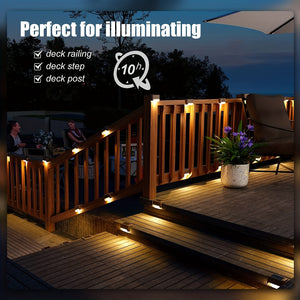 4 Packs Outdoor Solar Deck Lights, Waterproof Outdoor Decorate Lights, Solar Garden Lights, Outdoor Fence Lights, Solar Step Lights, Warm LE