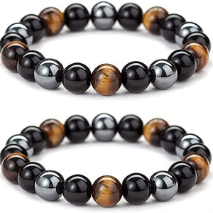 Black Obsidian Hematite Triple Protection Bracelet Lava Stone bracelets