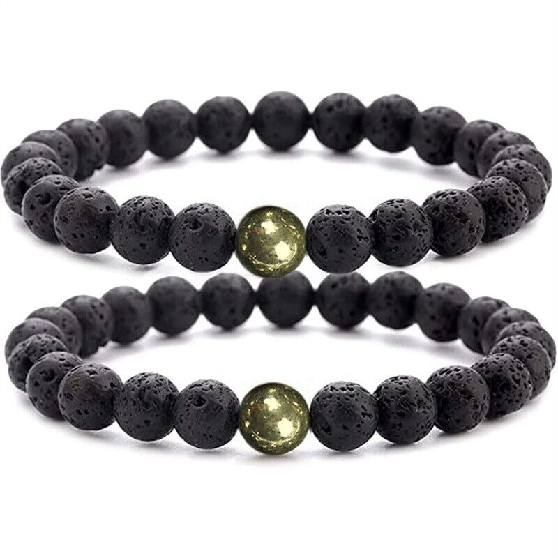 Black Obsidian Hematite Triple Protection Bracelet Lava Stone bracelets