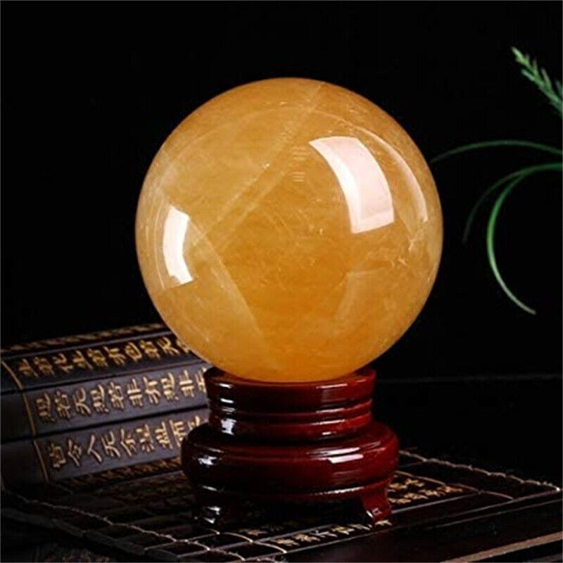 Natural Citrine Crystal Sphere Ball +Stand - Feng Shui Crystal for Wealth