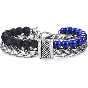 Stainless Steel Fashion Jewelry Natural Tiger Eye Obsidian Men'swomen's Bracelet