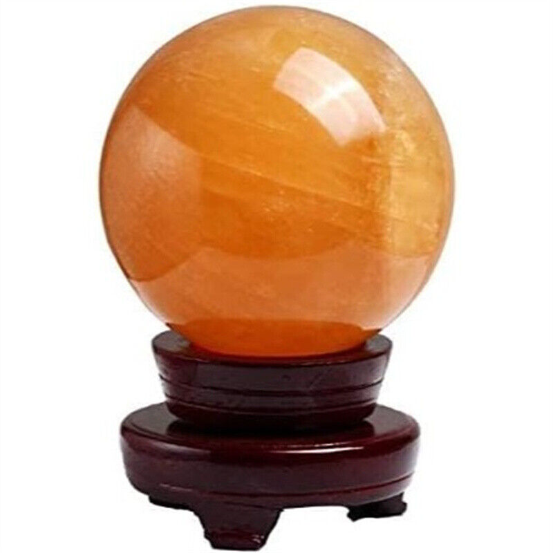 Natural Citrine Crystal Sphere Ball +Stand - Feng Shui Crystal for Wealth