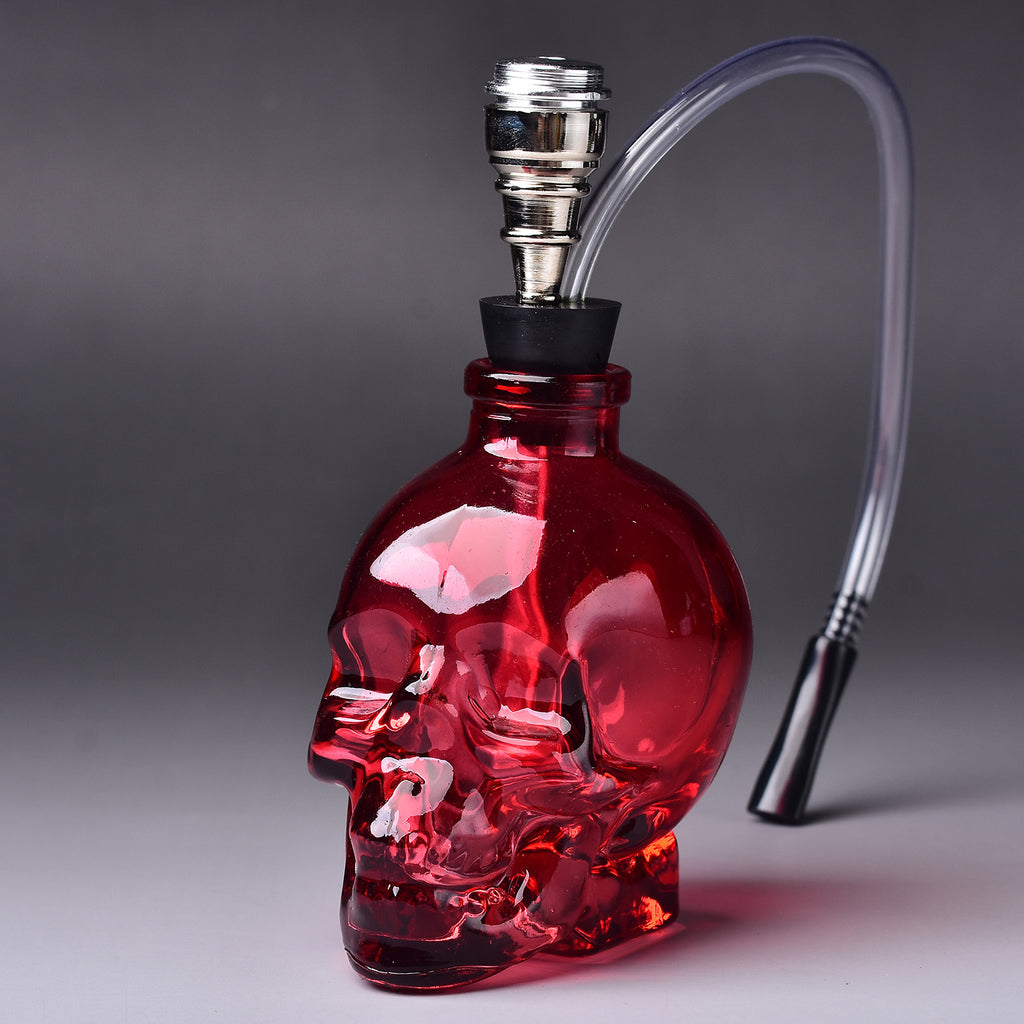 3.5'' Ship from US Portable Solid Red SKULL Water Pipe Glass Hookah Smoking Shisha  Skeleton Glass Bottle Accessories Men Gift