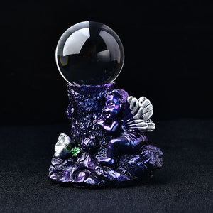 Sleeping Angel Figurine Display Sphere Base Holder for Crystal Ball Pedestal