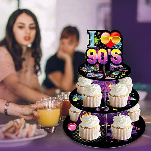 90’s Cardboard Cupcake Stand Holder Tower 3-Tier Round Tray Party Supplies US Local Shipping