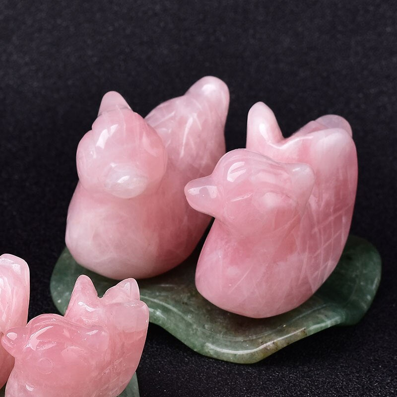 1 Set Rose Quartz Mandarin Duck Natural Crystal Stone Carved Lover Symbolize Figurine Lotus leaf decorative Home Decor Ornaments