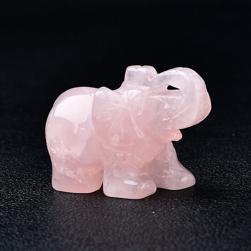 Crystal Decor 2 Inch Elephant Quartz Figurine Statue Carved Gemstone Sculpture