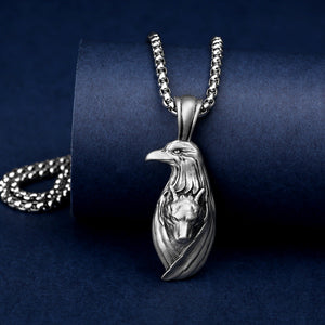 Eagle Wolf Head Pendant Men's Stainless Steel Necklace Hip-hop Animal Pendant Ship from US