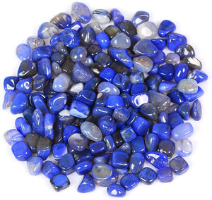 1lb Blue Agate Polished Quartz Tumbling Stones- Natural Gemstone Tumbled Stones -Indoor Outdoor Decoration .Size About7