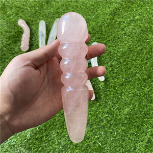 Large Long Natural Rose Quartz Crystal Massage Penis Wand Gemstone Yoni for Women Health Smooth Polished