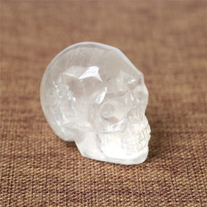 2'' Clear Quartz Crystal Skull Specimen Healing Reiki Hand Carved Figurine Altar US Stock