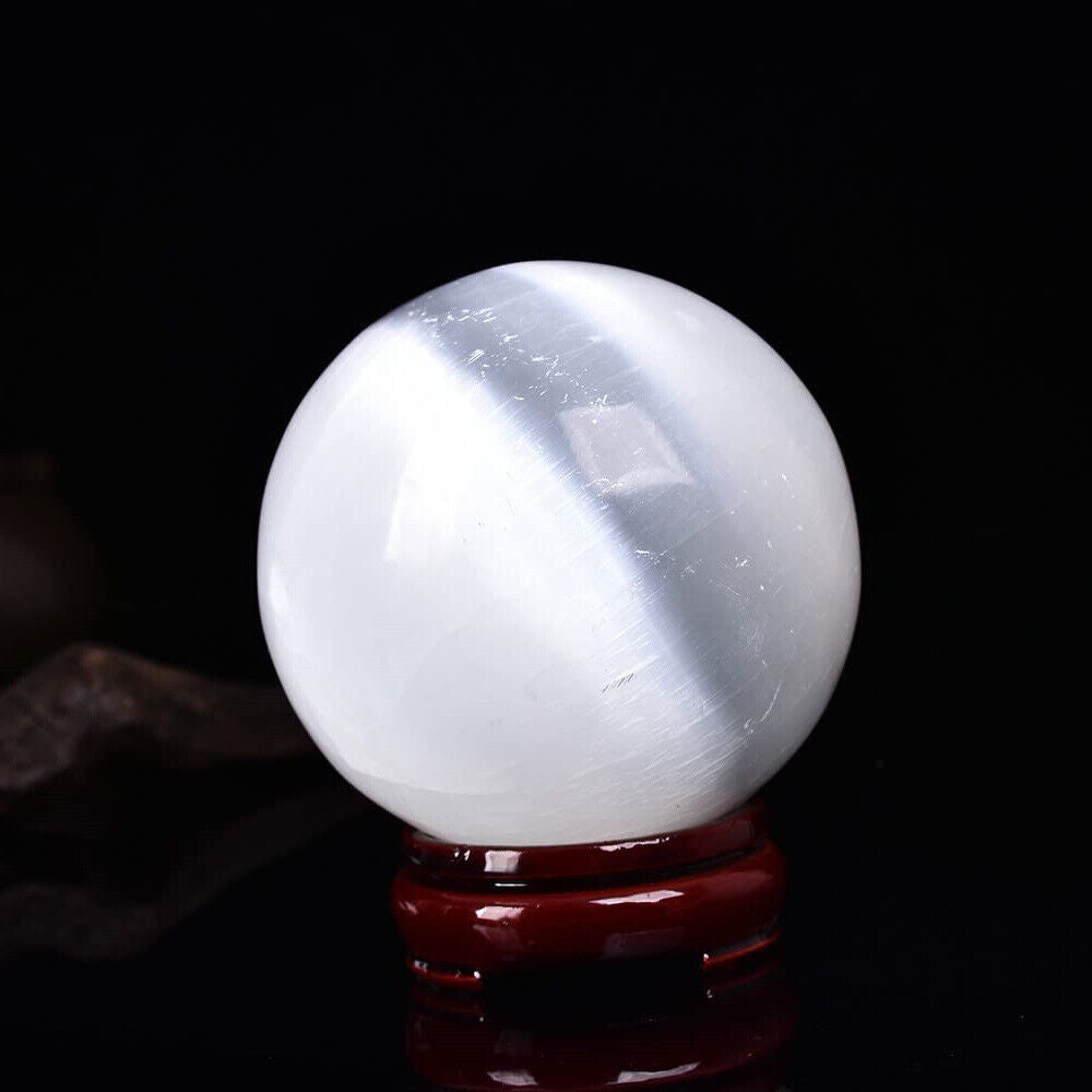 Selenite Crystal Sphere Healing Crystal Ball for Meditation, Home Decoration