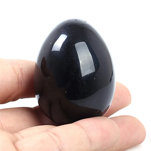 Natural Gemstone Black Obsidian Quartz Crystal Eggs Feng Shui Decor Crystal Healing Reiki Sphere 45MM With Stand