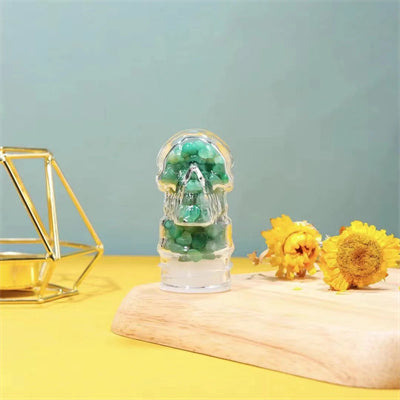 Crystal Drink Bottle Gemstone Chip Healing Tumble Water Bottle Reiki Gemstone Hand-made Energy Crystal Portable Cup Skull Shape