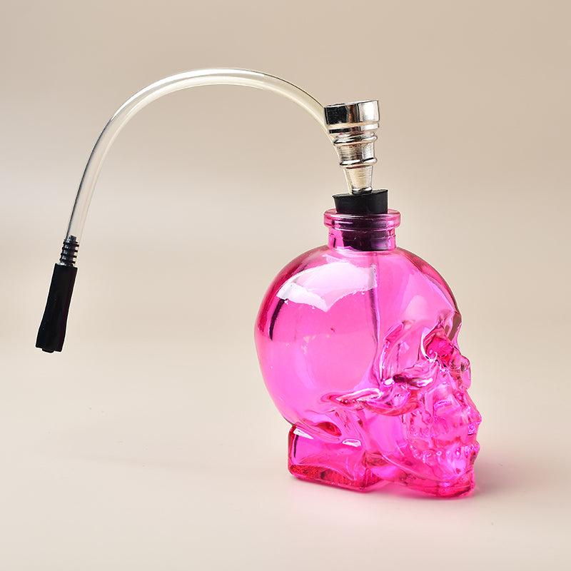 3.5'' Portable Pink SKULL Water Pipe Glass Hookah Smoking Shisha Skeleton Glass Bottle Accessories Men Gift