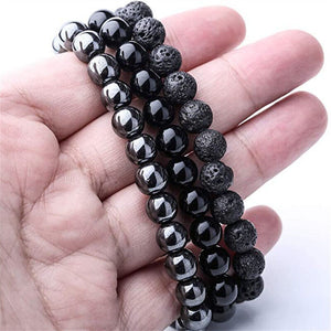 Black Obsidian Hematite Triple Protection Bracelet Lava Stone bracelets