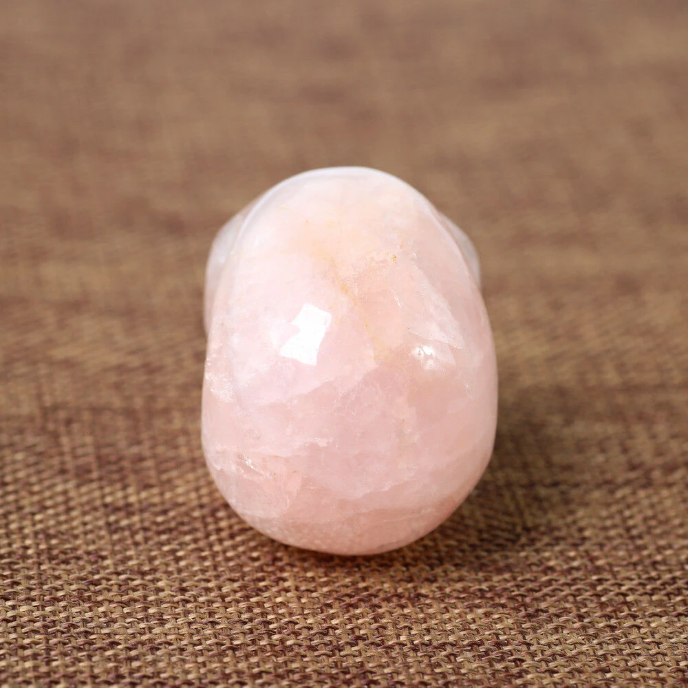 2'' Natural Rose Quartz Crystal Skull Specimen Healing Reiki Figurine Decor US Stock