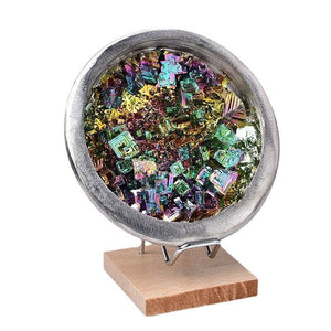 Gorgeous Rainbow Bismuth Geode Bowl Ornament Home Decor With Stand Collecting US Stock