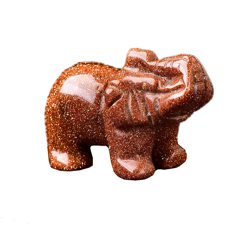 Crystal Decor 2 Inch Elephant Quartz Figurine Statue Carved Gemstone Sculpture