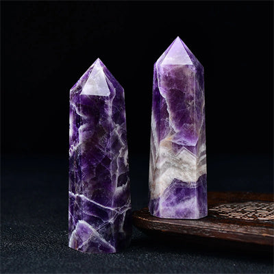 3 PCs Chevron Amethyst Crystal Points Natural Healing Reiki Towers Meditation Chakra Specimen Room Decor Collection Gemstone