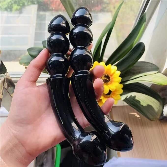 Natural Black Obsidian Yoni Massage Crystal Quartz Wand 170mm-180mm for Women