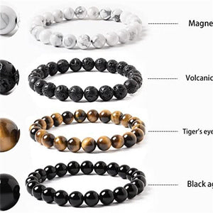 Black Obsidian Hematite Triple Protection Bracelet Lava Stone bracelets