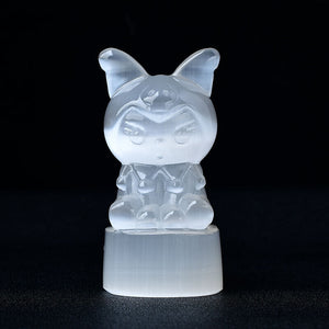 Selenite Kuromi Figure of KuromiSculpture Crystal Home Decoration DIY Figurine