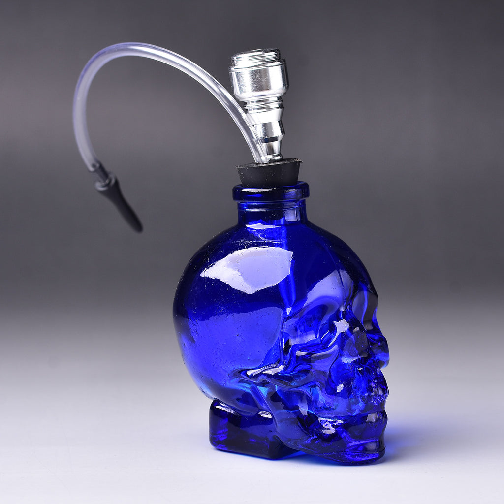 3.5'' Portable Blue SKULL Water Pipe Glass Hookah Smoking Shisha  Skeleton Glass Bottle Accessories Men Gift