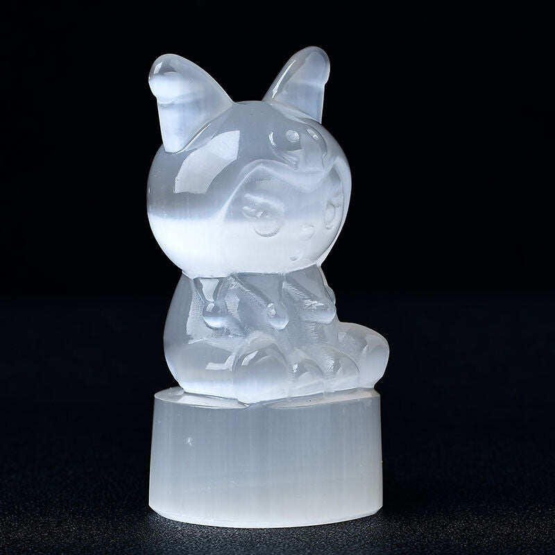 Selenite Kuromi Figure of KuromiSculpture Crystal Home Decoration DIY Figurine