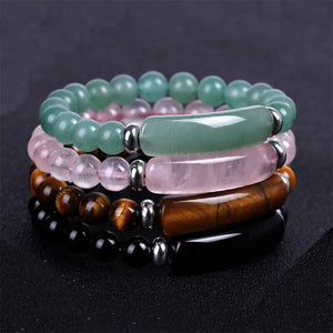 Amethyst Gemstone Charm Stretch Bracelet,Aventurine Jade Stretch Bracelet