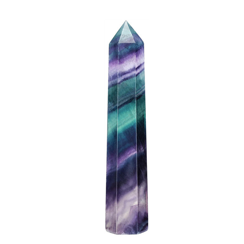 CrystalTears Fluorite Healing Crystal Point Wands 3.15"-3.5" Hexagonal Faceted Prism Wand Reiki Quartz Crystals Stones with Box