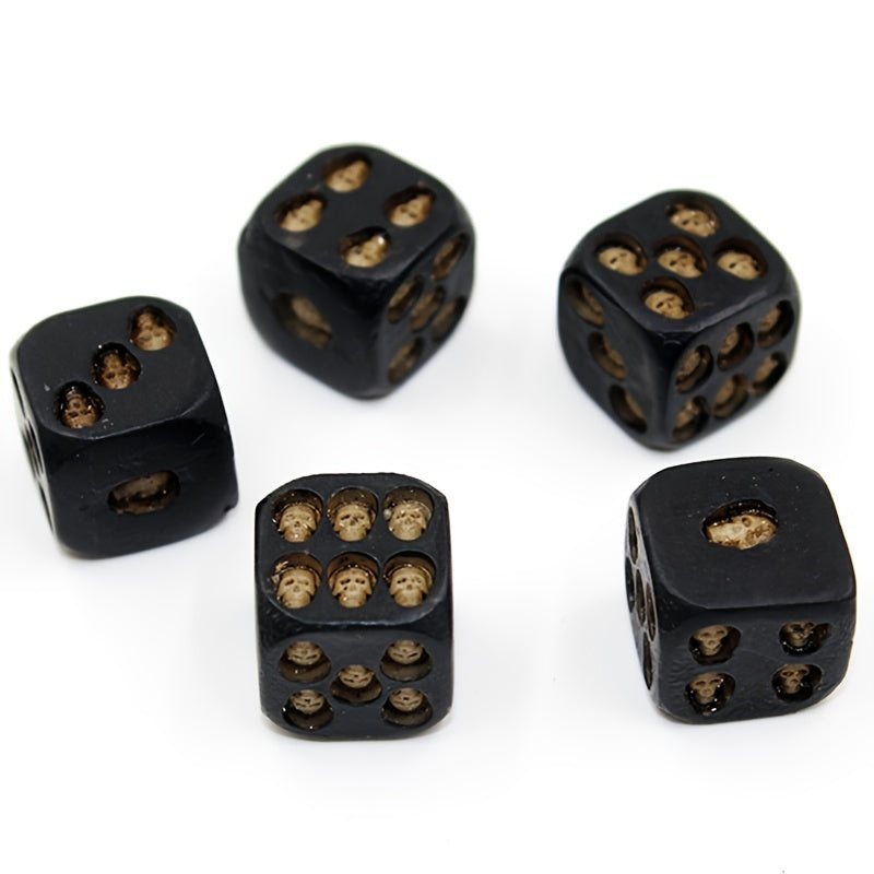 Skull Dice 5 Piece Suit Black Antique Party Casual Game Toy Chess Card Bar Dice Handmade Resin